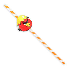Paille en Papier Décorée Oiseaux Ø6mm 24cm (100 Utés)