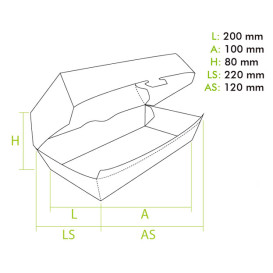 Emballage pour Sandwich Kraft 20x10x8cm (200 Unités)