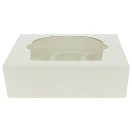 Boîte pour 6 Cupcakes Blanc avec support (20 Unités)