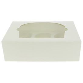 Boîte pour 6 Cupcakes Blanc avec support (100 Unités)