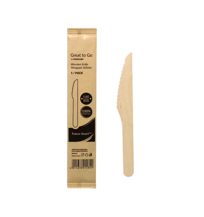Couteau en Bois Emballé 16,5cm (25 Utés) Couteau en Bois Emballé 16,5cm (25 Utés)