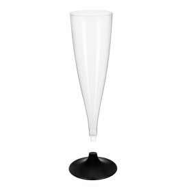Flûte Champagne Plastique Pied Noir 140ml 2P (20 Utés)