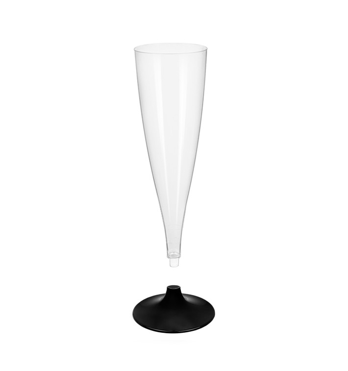 Flûte Champagne Plastique Pied Noir 140ml 2P (20 Utés) Flûte Champagne Plastique Pied Noir 140ml 2P (20 Utés)