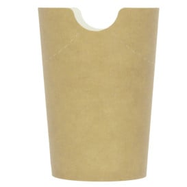 Gobelet Carton Ingraissable Effet Kraft avec Rabat 14Oz/420ml (50 Utés)