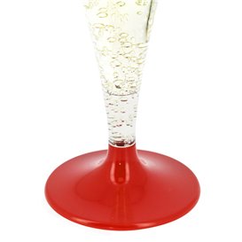 Flûte Champagne Plastique Pied Rouge 140ml 2P (20 Utés)