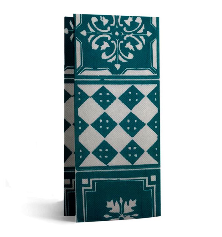 Serviette Papier Molletonnée 1/8 33x40cm "Alhambra" Turquoise (50 Utés)