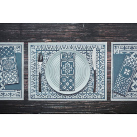 Serviette Papier Molletonnée 1/8 33x40cm "Alhambra" Turquoise (50 Utés)