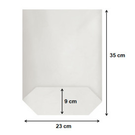 Sac en Papier avec Fond Hexagonal Blanc 23x35cm (100 Utés)
