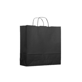 Sac en papier Kraft Noir avec Anses 100g 22+9x23cm (25 Utés)