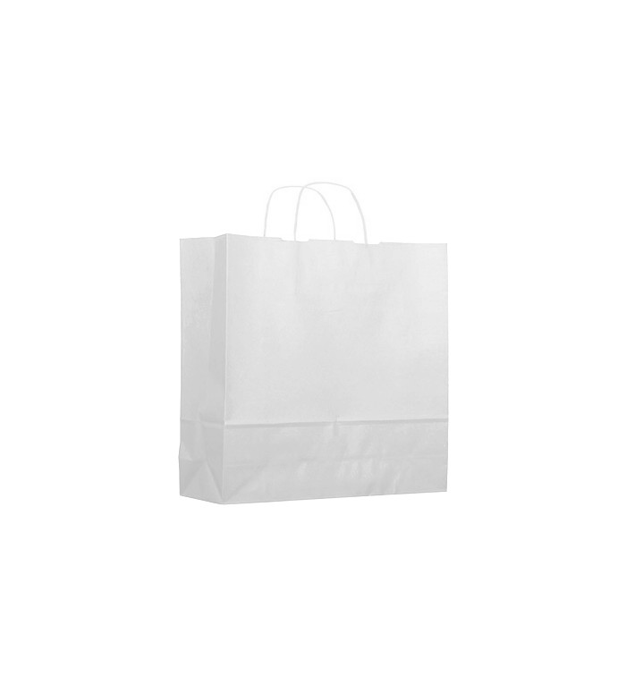 Sac en papier Blanc avec Anses KRAFT 100g 18+8x24cm (300 Utés) Sac en papier Blanc avec Anses KRAFT 100g 18+8x24cm (300 Utés)