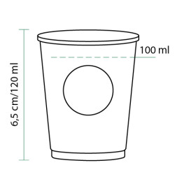 Gobelet Carton PLA BioWare 4Oz/120ml Ø6,2cm (80 Unités)