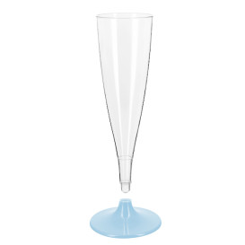 Flûte Champagne Plastique PS Réutilisable Pied Blanc 140ml 2P (6 Utés)