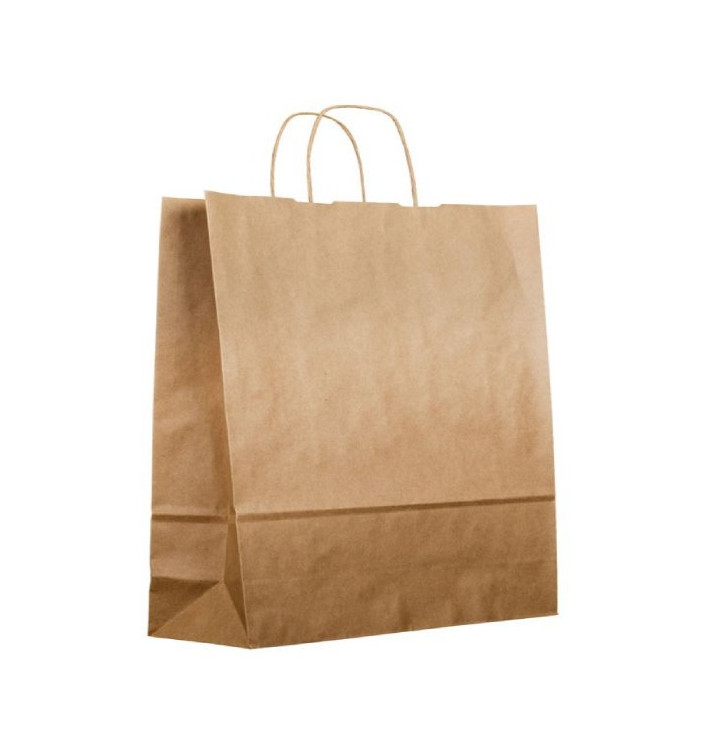 Sac en papier avec Anses Kraft 120g/m² 36+24x39cm (50 Utés) Sac en papier avec Anses Kraft 120g/m² 36+24x39cm (50 Utés)