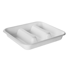 Récipient pour Tacos de Canne à Sucre Blanc 18,5x18,5cm (50 Utés)
