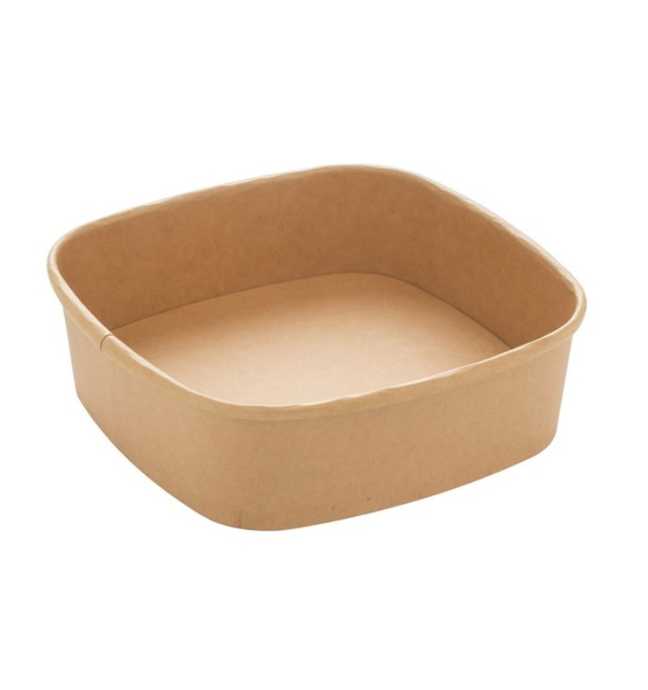 Pot Carré en Carton Kraft 750ml 17x17x5cm (300 Utés) Pot Carré en Carton Kraft 750ml 17x17x5cm (300 Utés)
