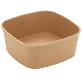 Pot Carré en Carton Kraft 1000ml 17x17x6,5cm (300 Utés)