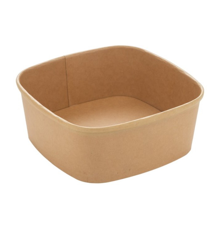 Pot Carré en Carton Kraft 1000ml 17x17x6,5cm (300 Utés) Pot Carré en Carton Kraft 1000ml 17x17x6,5cm (300 Utés)