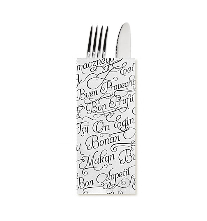 Enveloppe Porte-Couverts avec Serviettes "Buen Provecho" (100 Utés) Enveloppe Porte-Couverts avec Serviettes "Buen Provecho" (100 Utés)