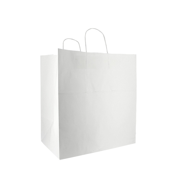 Sac en papier avec Anses Blanc 100g/m² 36+24x39cm (50 Utés) Sac en papier avec Anses Blanc 100g/m² 36+24x39cm (50 Utés)