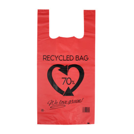 Sac à Bretelles 70% Recyclé Rouge 42x53cm 50µm (1.000 Utés)