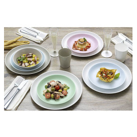 Assiette Réutilisable Durable PP Minéral Rose Ø18cm (6 Utés)