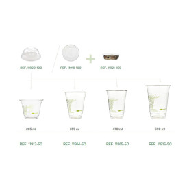 Couvercle Dôme avec Passage PLA Gobelet 265,355,590ml (100 Utés)