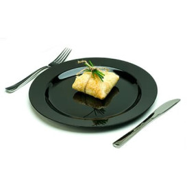 Assiette en Plastique Dur Noire 26cm (200 Utés)
