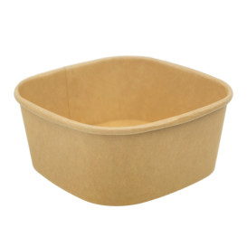 Pot Carré en Carton Kraft 500ml 13x13x5,6cm (50 Utés)