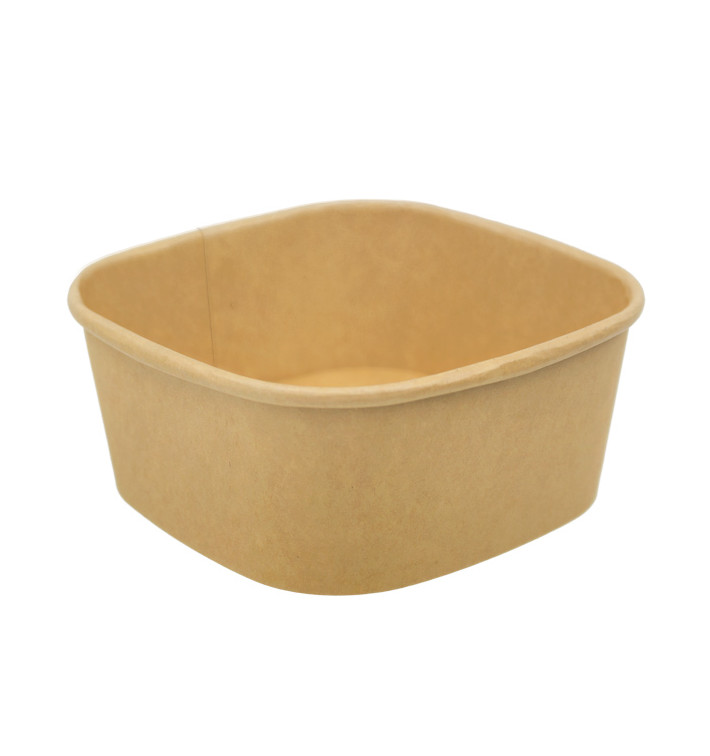 Pot Carré en Carton Kraft 500ml 13x13x5,6cm (50 Utés) Pot Carré en Carton Kraft 500ml 13x13x5,6cm (50 Utés)