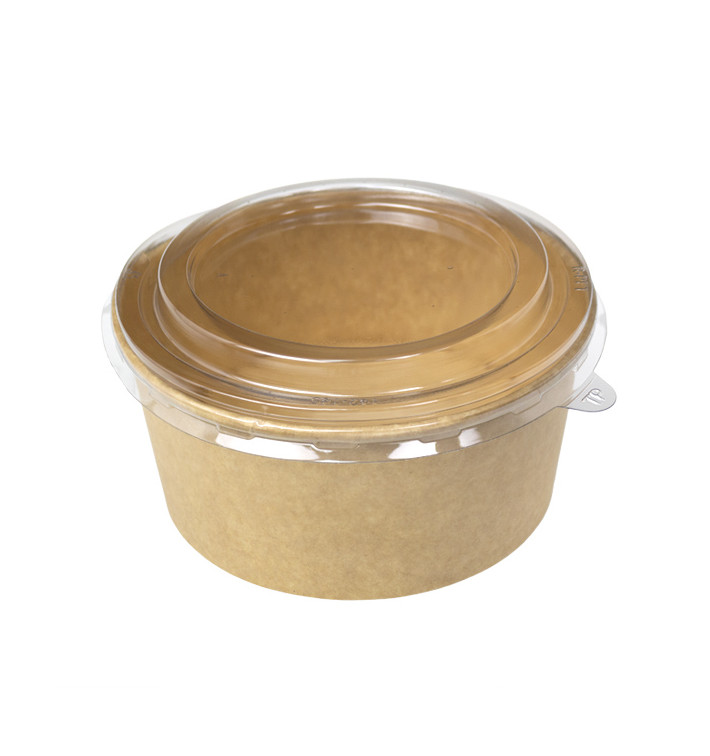 Pot en Carton Kraft-Kraft avec Couvercle PP 750ml (50 Utés) Pot en Carton Kraft-Kraft avec Couvercle PP 750ml (50 Utés)