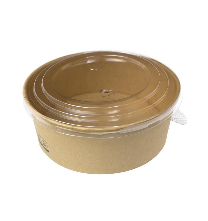 Pot en Carton Kraft-Kraft avec Couvercle PP 1000ml (25 Utés) Pot en Carton Kraft-Kraft avec Couvercle PP 1000ml (25 Utés)