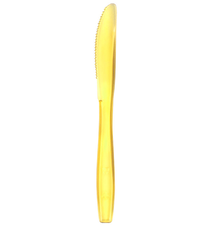Couteau Plastique PS Premium Jaune 190mm (50 Utés) Couteau Plastique PS Premium Jaune 190mm (50 Utés)