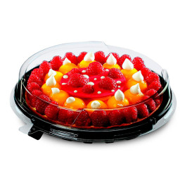 Cloche à Plateau Gâteaux APET Transparent Ø24x6cm (10 Utés)