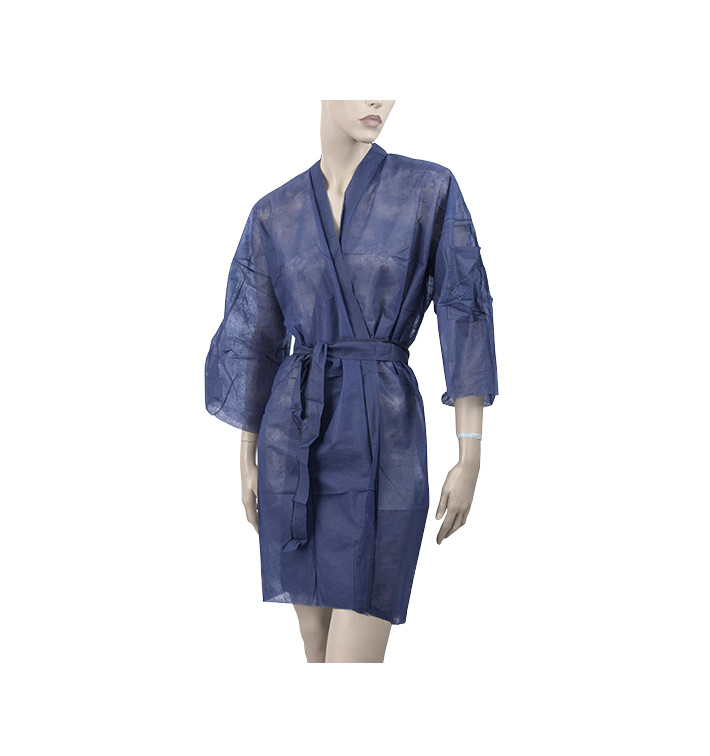 Kimono PP non Tissé Ceinture et Poche Bleu XL (100 Utés)