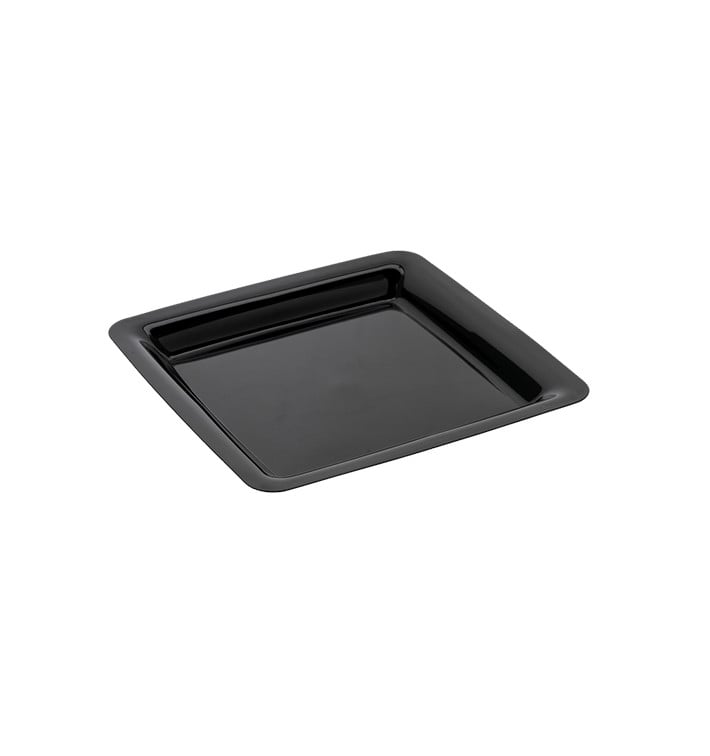 Assiette carrée Plastique dur Noir 18x18 cm (20 Utés) Assiette carrée Plastique dur Noir 18x18 cm (20 Utés)