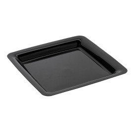 Assiette carrée Plastique dur Noir 22.5x22.5cm (20 Utés)