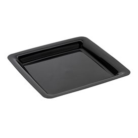 Assiette carrée Plastique dur Noir 22,5x22,5cm (200 Utés)