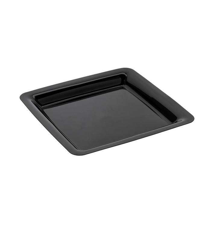 Assiette carrée Plastique dur Noir 22,5x22,5cm (200 Utés) Assiette carrée Plastique dur Noir 22,5x22,5cm (200 Utés)