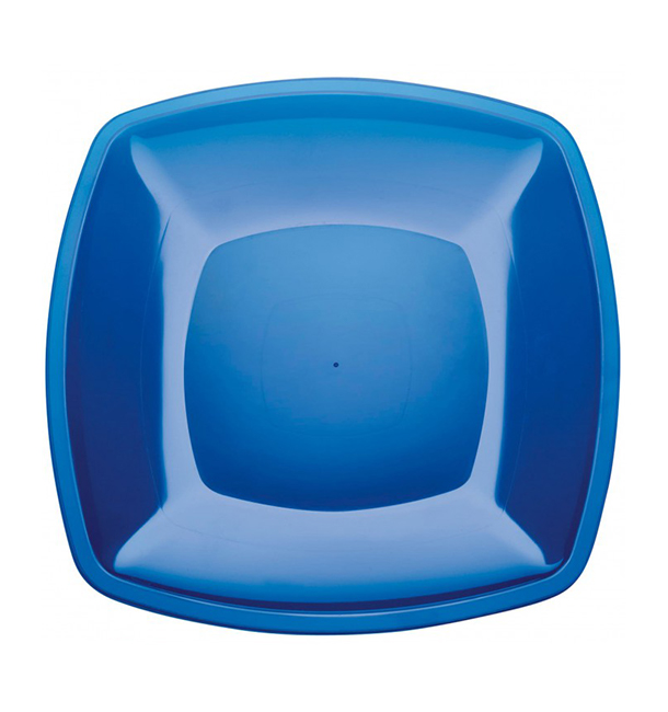 Assiette Plastique Réutilisable Plate Bleu Transp. PS 300mm (12 Utés)