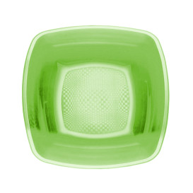 Assiette Plastique Réutilisable Creuse Vert citron PP 180mm (25 Utés)