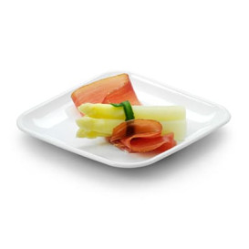 Assiette Carrée Dégustation Blanc 6x6x1cm (50 Unités)