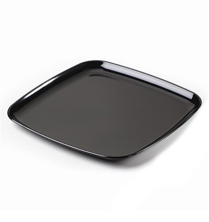 Plateau carré en plastique dur Noir 30x30 cm (5 Utés) Plateau carré en plastique dur Noir 30x30 cm (5 Utés)