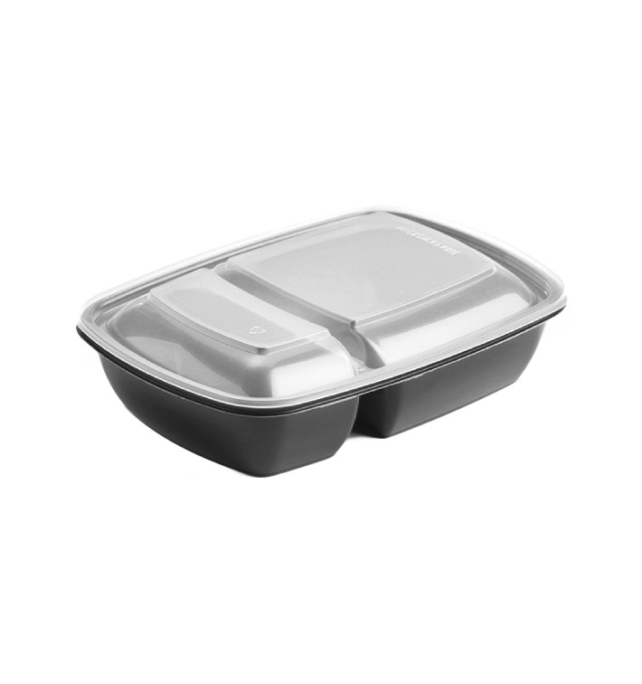 Barquette PP Noir 2 C et Couvercles 1300ml 28x20cm (15 Utés) Barquette PP Noir 2 C et Couvercles 1300ml 28x20cm (15 Utés)