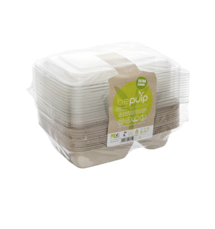 Barquette Canne à Sucre 2 C et Couvercles 750ml 23x16cm (90 Utés) Barquette Canne à Sucre 2 C et Couvercles 750ml 23x16cm (90 Utés)