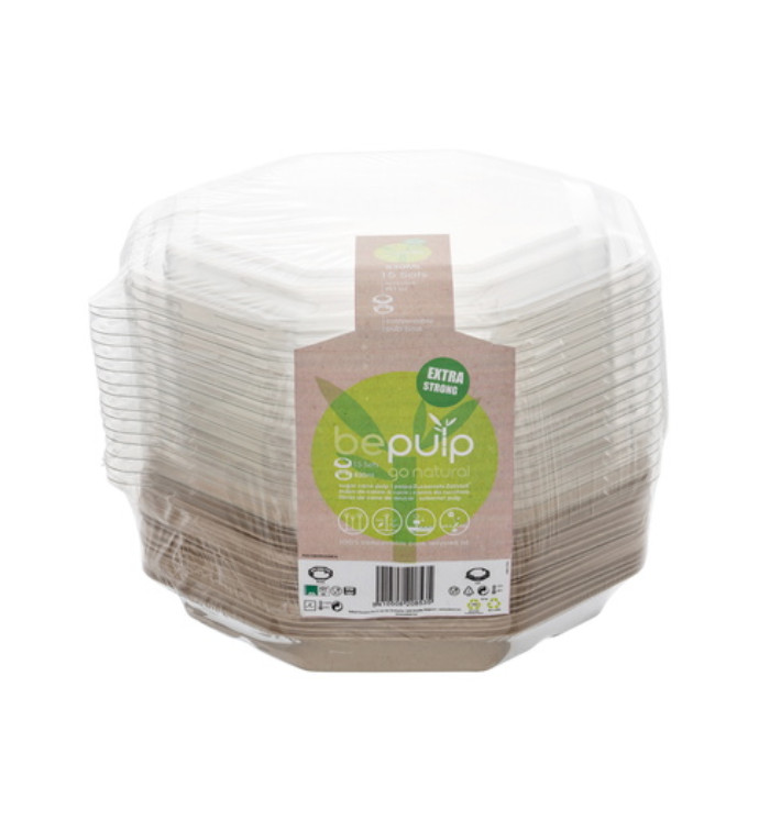 Barquette Canne à Sucre Octogonale et Couvercles 830 ml 23x23cm (15 Utés) Barquette Canne à Sucre Octogonale et Couvercles 830 ml 23x23cm (15 Utés)
