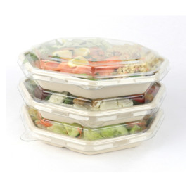 Barquette Canne à Sucre Octogonale et Couvercles 830 ml 23x23cm (15 Utés)