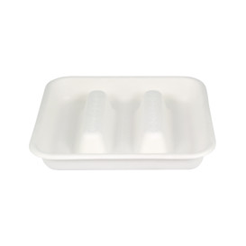 Plateau pour Tacos en Canne à Sucre Blanc 18,5x18,5cm (300 Utés)