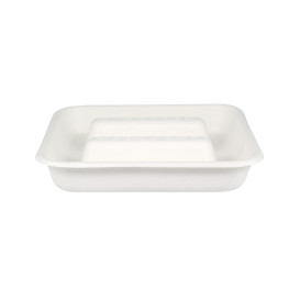 Plateau pour Tacos en Canne à Sucre Blanc 18,5x18,5cm (50 Utés)