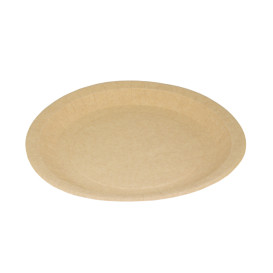 Assiette en Carton Ronde Ingraissable Kraft Ø22cm 195g/m² (50 Utés)