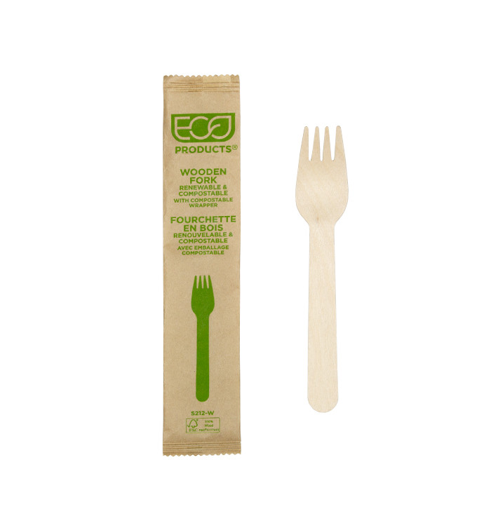 Fourchette en Bois Jetable Emballée 16cm (25 Utés) Fourchette en Bois Jetable Emballée 16cm (25 Utés)